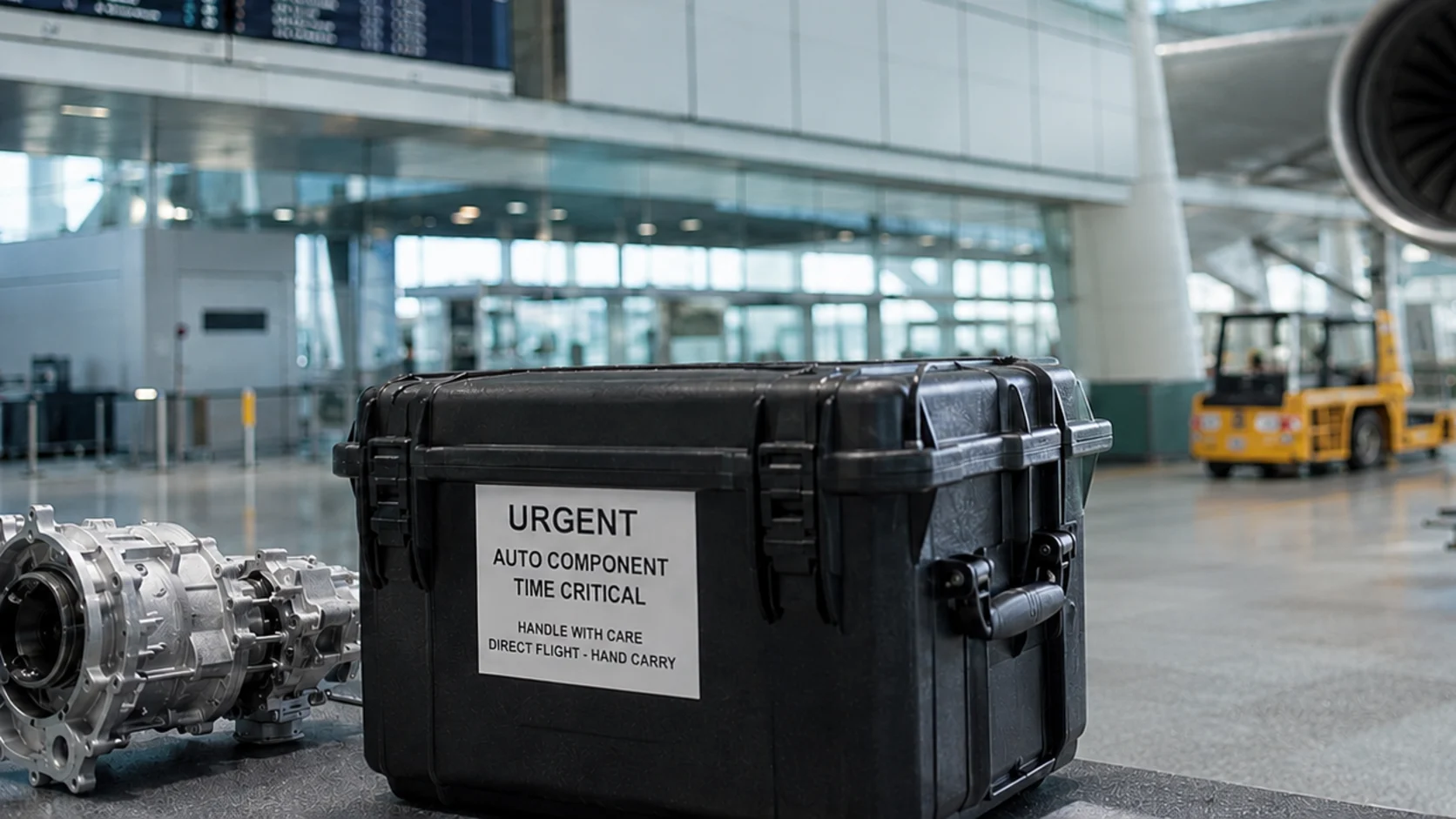 Dringende Automotive-Komponente im gesicherten Hand-Carry-Transportcase